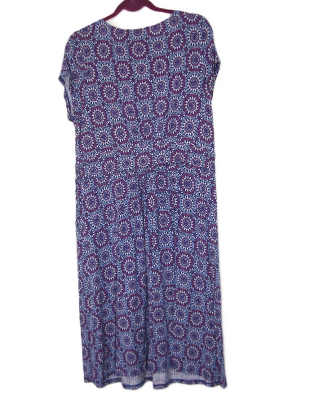 Boden Amelie Size 14R Jersey Dress Ruched Waist Sun Tile Medallion Purple Pink - Picture 7 of 10